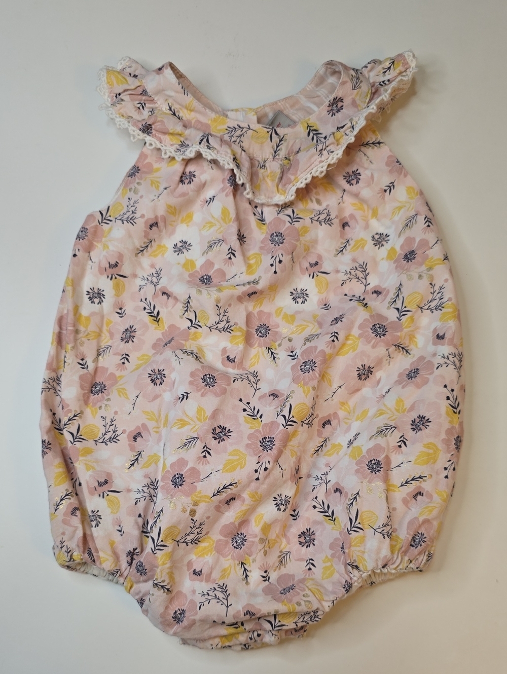 Piper & Pisie Pink Floral Ruffle Romper